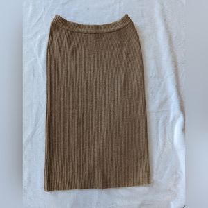 Vintage Christian Dior Tan Lambswool Midi Skirt